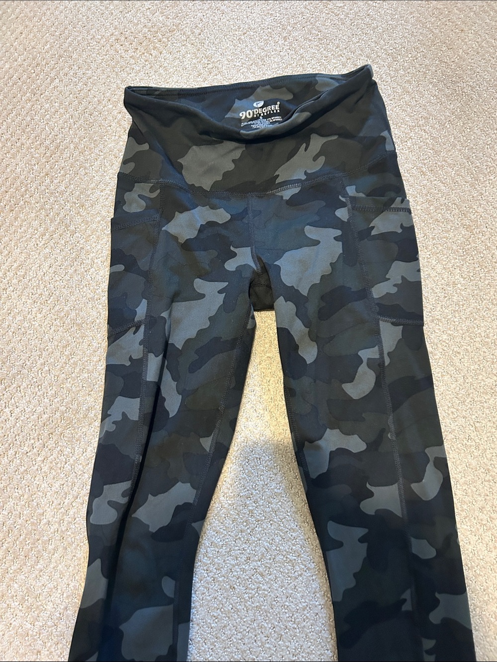 90 Degree By Reflex Kids' Black & Gray Camo High-Waist Leggings